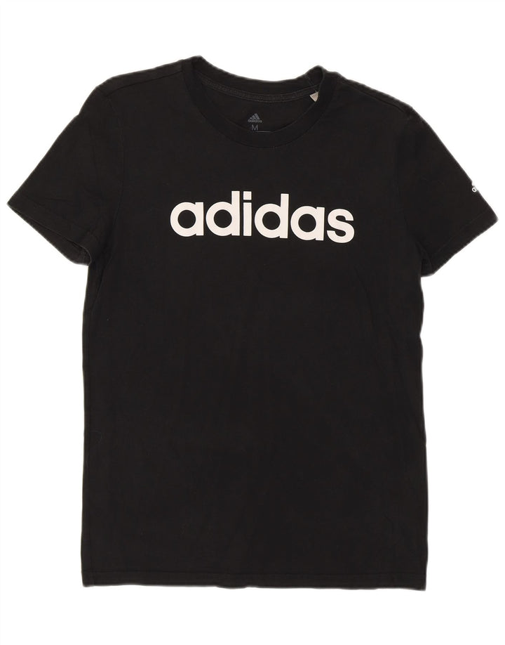 ADIDAS T-shirt graphique pour femme UK 12/14 Coton noir moyen