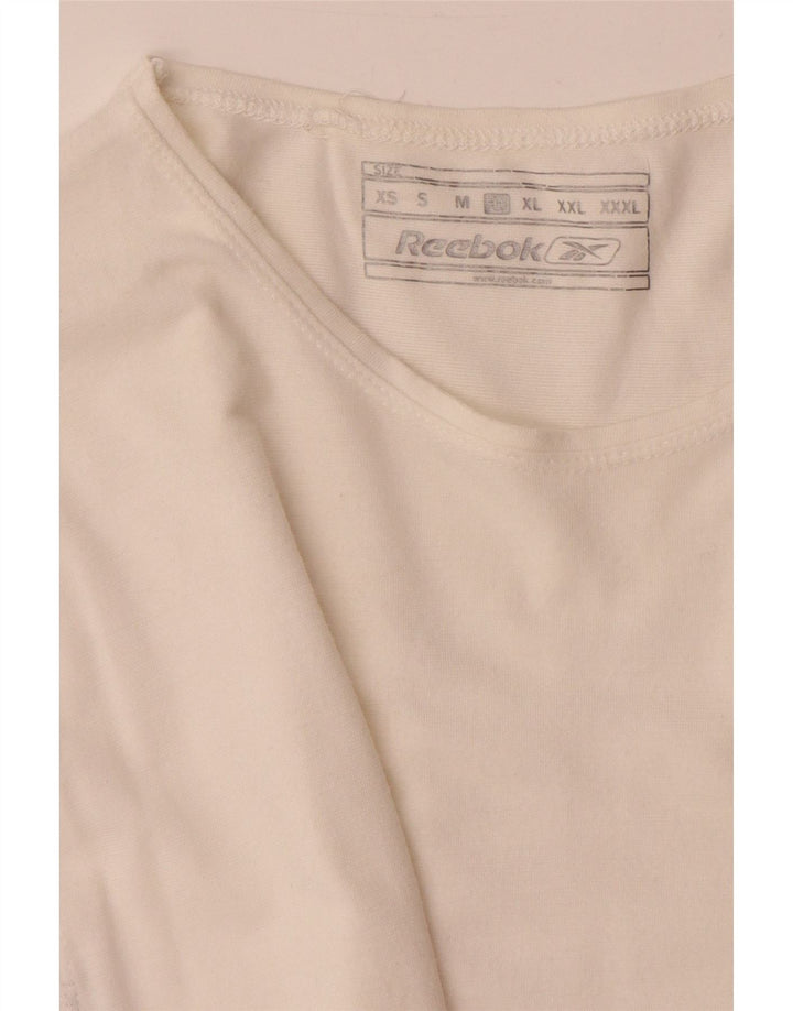 Reebok T-Shirt Graphique Homme Large Blanc Viscose