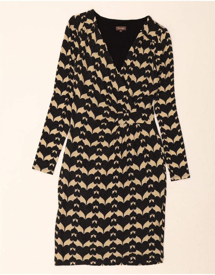 Phase Eight Robe fourreau à manches longues pour femme UK 42 Noir moyen géométrique