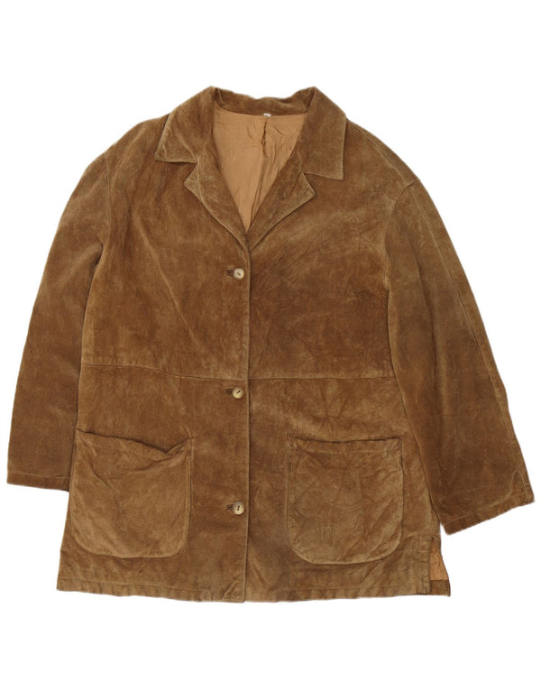 Veste en daim coupe ample femme vintage UK 14 brun moyen