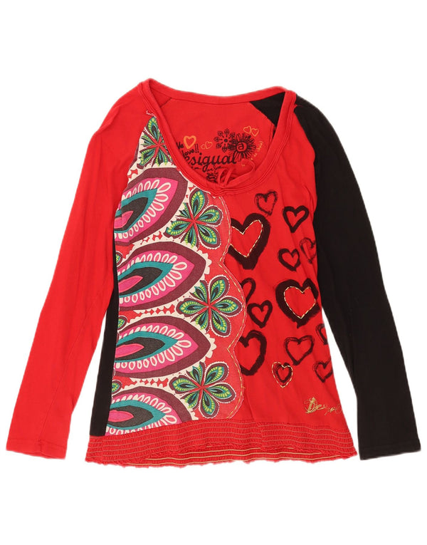 Desigual Haut graphique à manches longues pour femme UK 12 Medium Red Floral