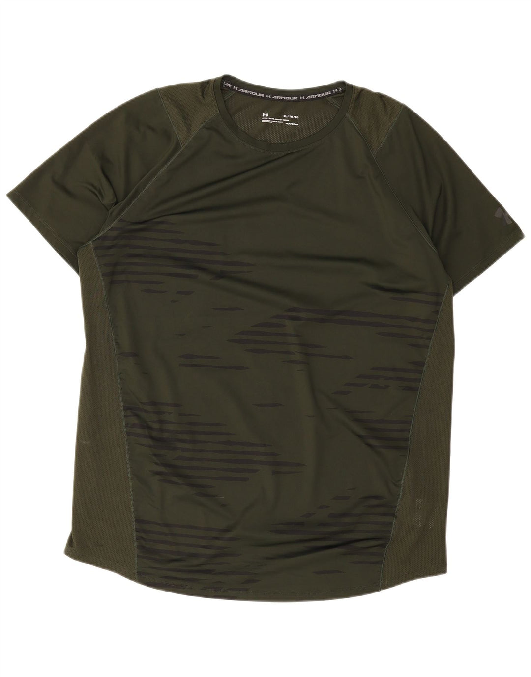 Under Armour T-Shirt Ajusté Homme Top XL Vert Rayé Polyester
