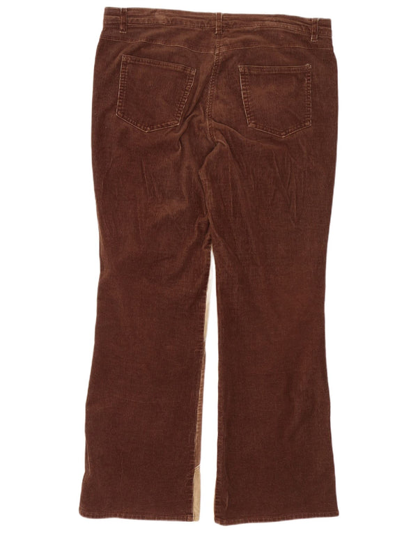 Pantalon en velours côtelé Bootcut femme vintage UK 18 XL W38 L30 Brown Colourblock
