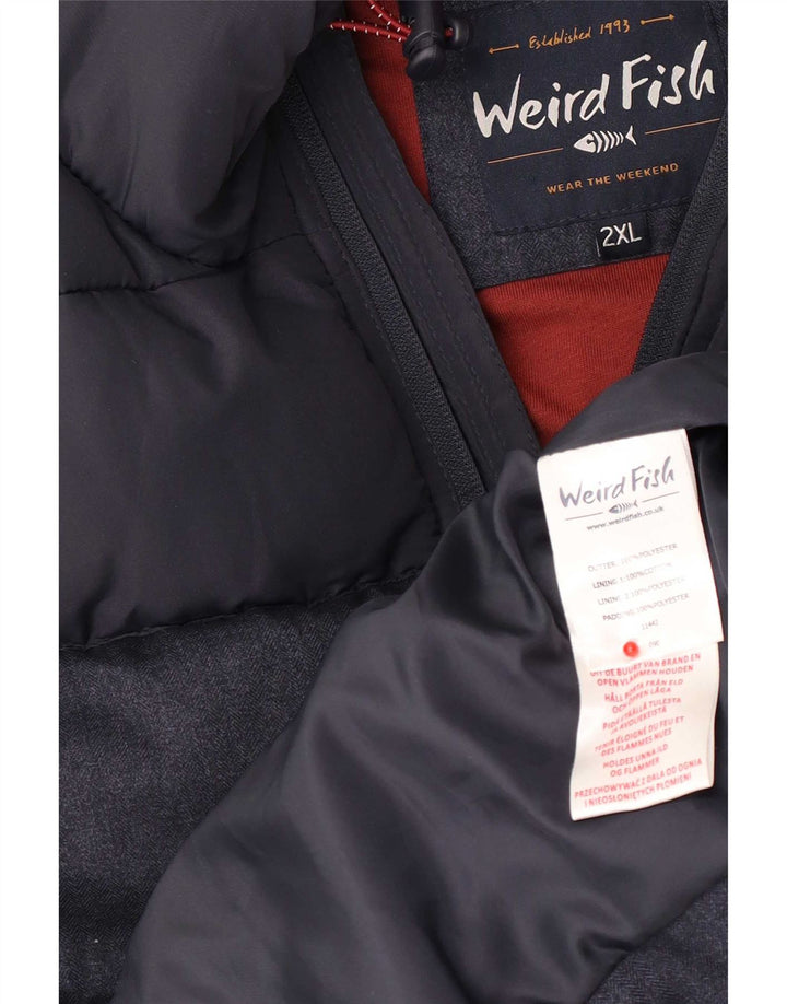 Weird Fish Veste matelassée à capuche pour homme UK 44 2XL Bleu marine Polyester