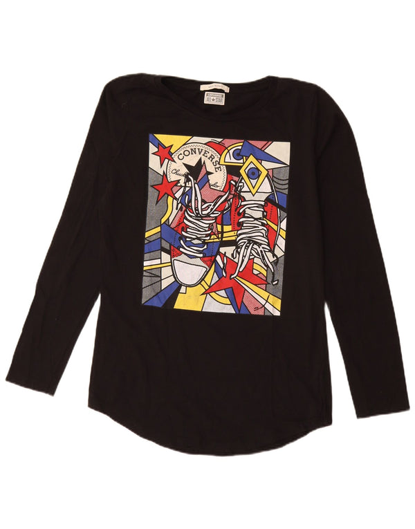 Converse Haut graphique à manches longues pour femme UK 12 Coton noir moyen