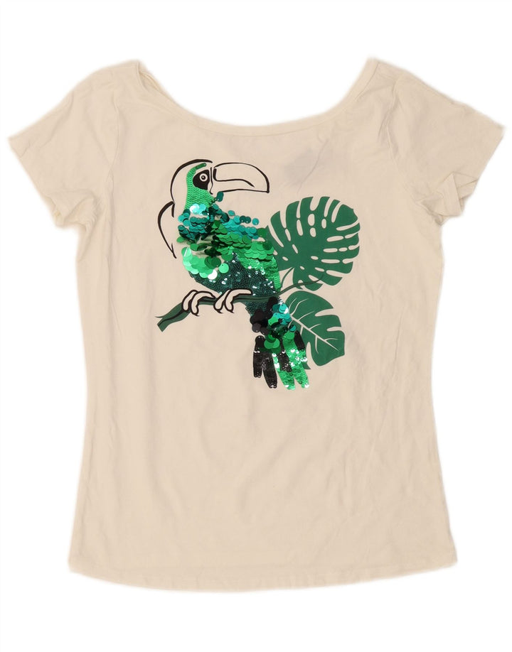 Liu Jo T-shirt graphique pour femme UK 14 Blanc moyen