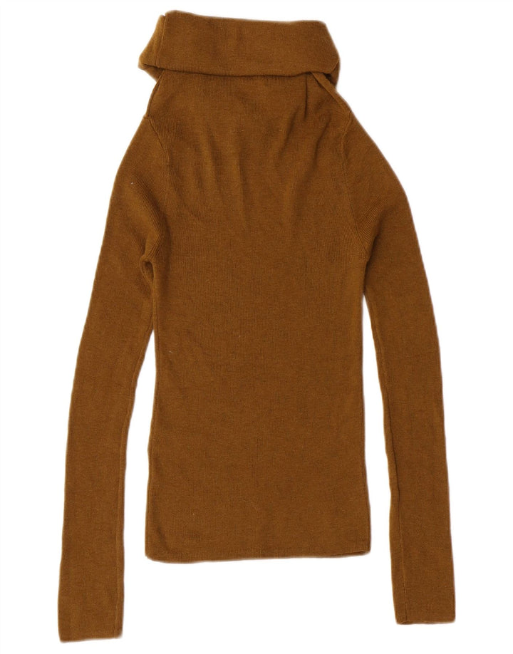 Zara Pull col roulé pour femme UK 4 XS Kaki Polyester