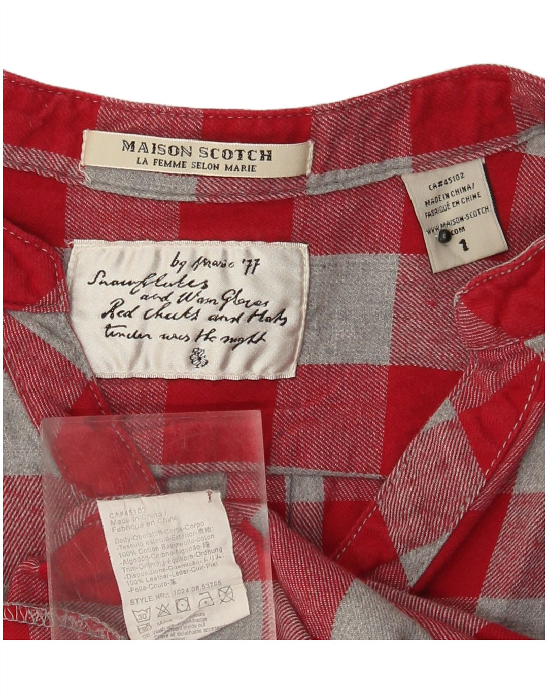 MAISON SCOTCH Chemise Pull Femme UK 12 Coton à Carreaux Rouge Moyen