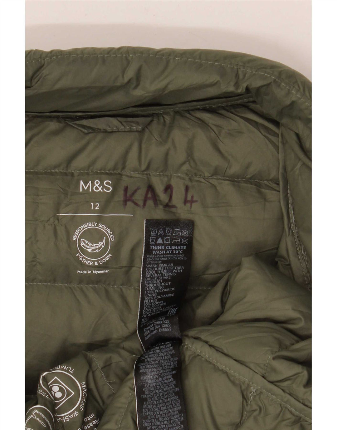 Marks & Spencer Veste matelassée pour femme UK 12 Medium Green Polyamide