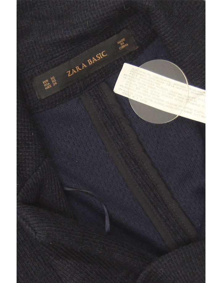Zara Veste blazer surdimensionnée à 1 bouton pour femme UK 6 XS Bleu marine Polyester