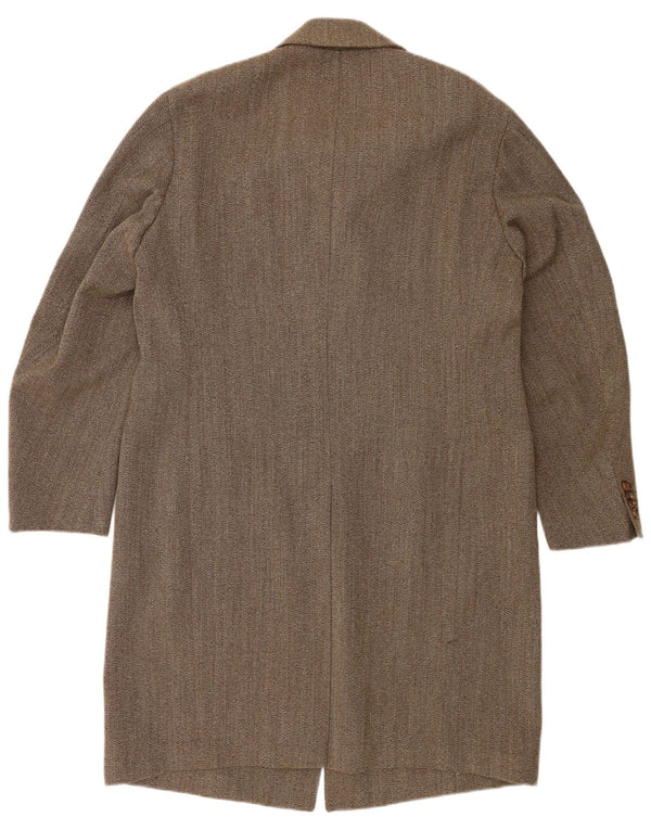 vintage Mens Overcoat IT 54 2XL Laine Brune