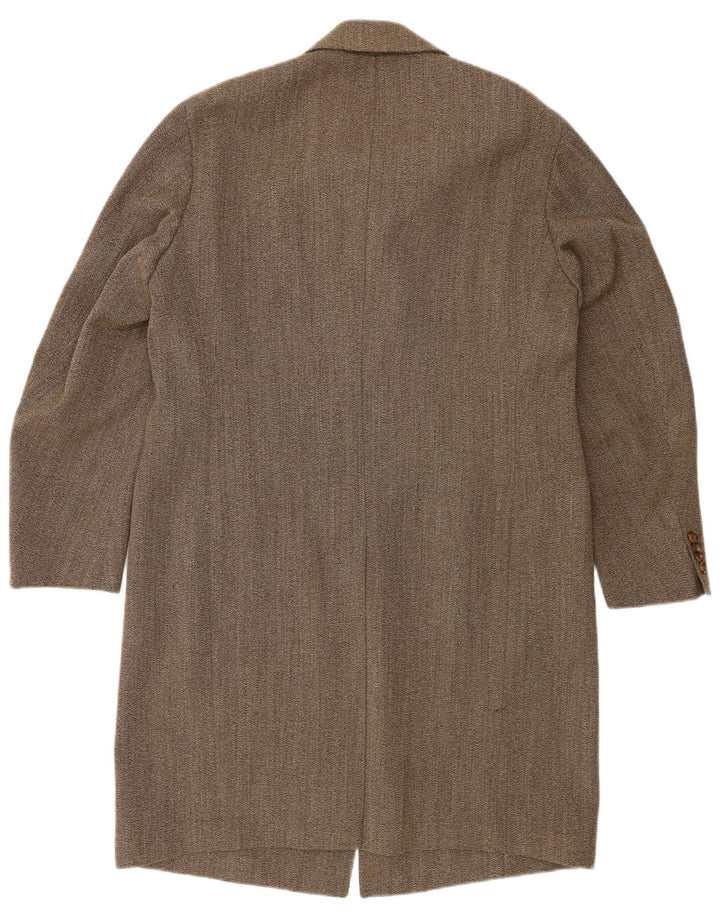 vintage Mens Overcoat IT 54 2XL Laine Brune