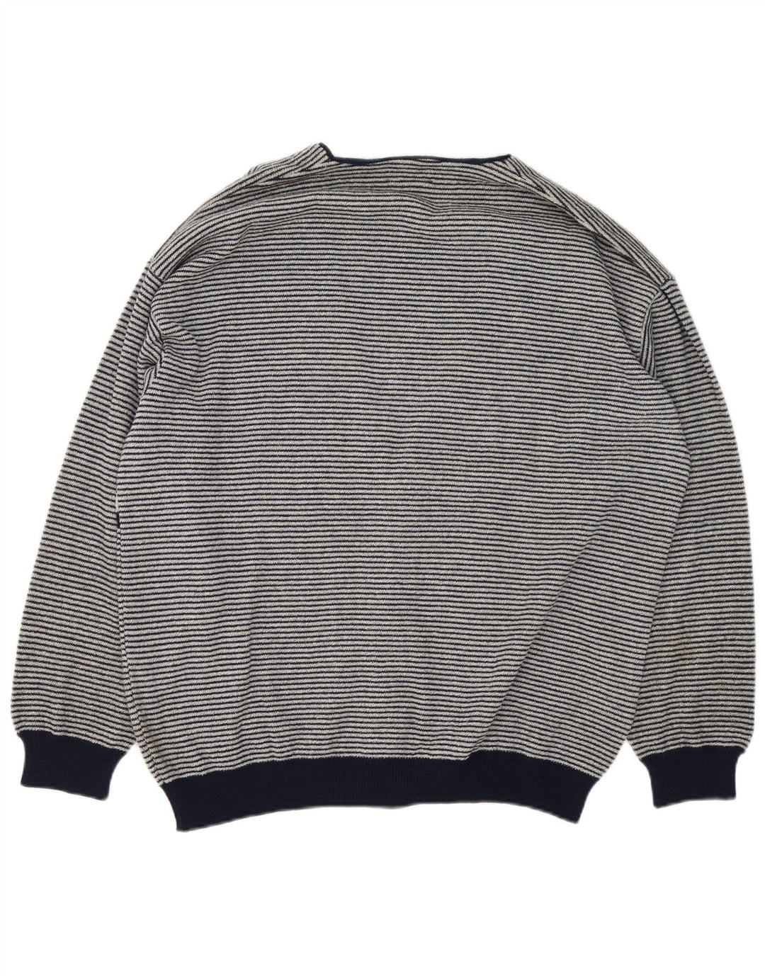 Umberto Severi Homme Cardigan Pull Large Gris Rayé Laine