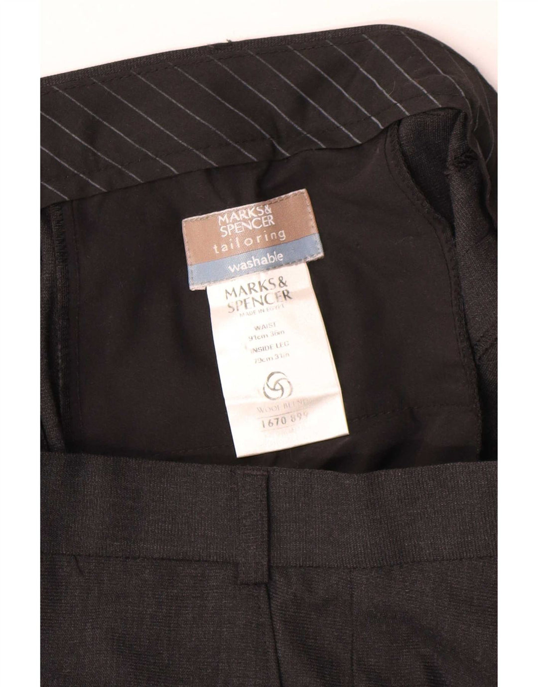 Marks & Spencer Pantalon chino droit sur mesure pour homme W36 L27 Noir