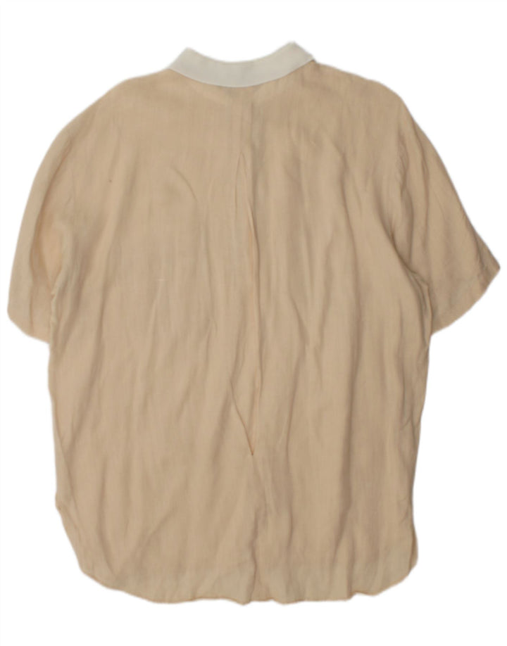 Emanuel Ungaro Chemise pull à manches courtes pour hommes Large Beige Colourblock