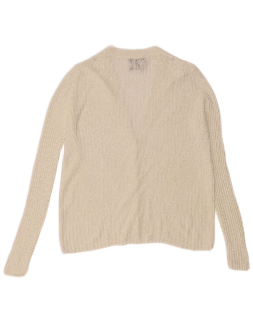 Massimo Dutti Pull Cardigan Femme UK 10 Petit Lin Blanc