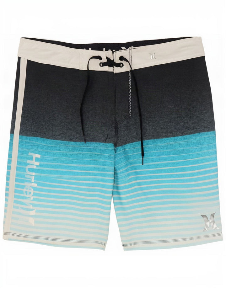 Hurley Short de Bain Graphique Homme Bleu Moyen Rayé Polyester