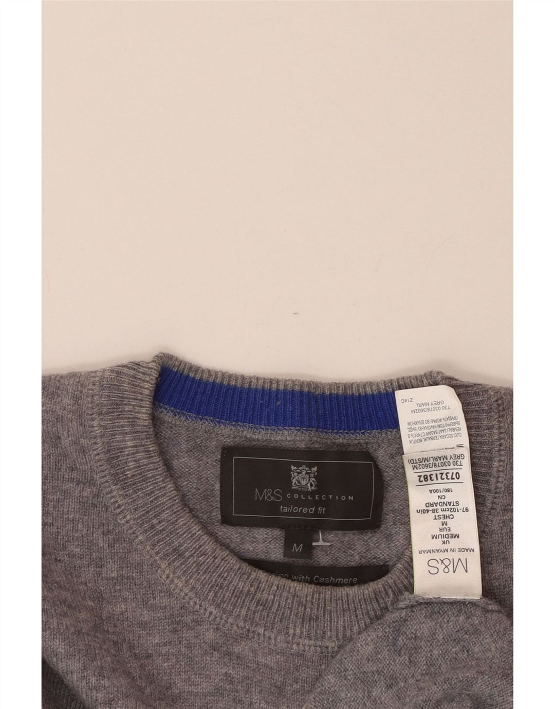MARKS & SPENCER Pull Col Rond Coupe Ajustée Homme Gris Moyen