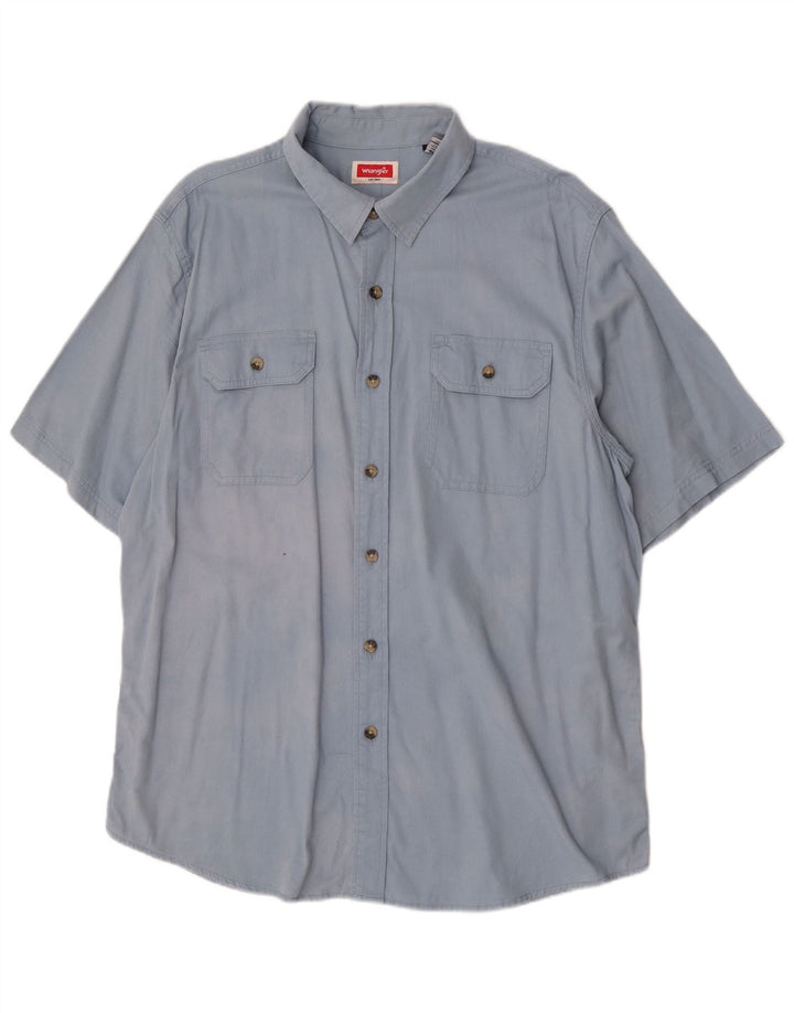 Wrangler Chemise à manches courtes pour homme Grand coton bleu