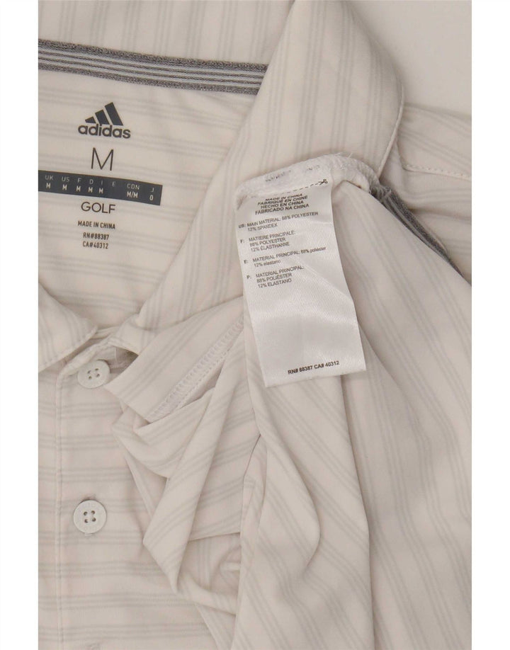 Adidas Polo de golf pour homme en polyester à rayures blanches moyennes