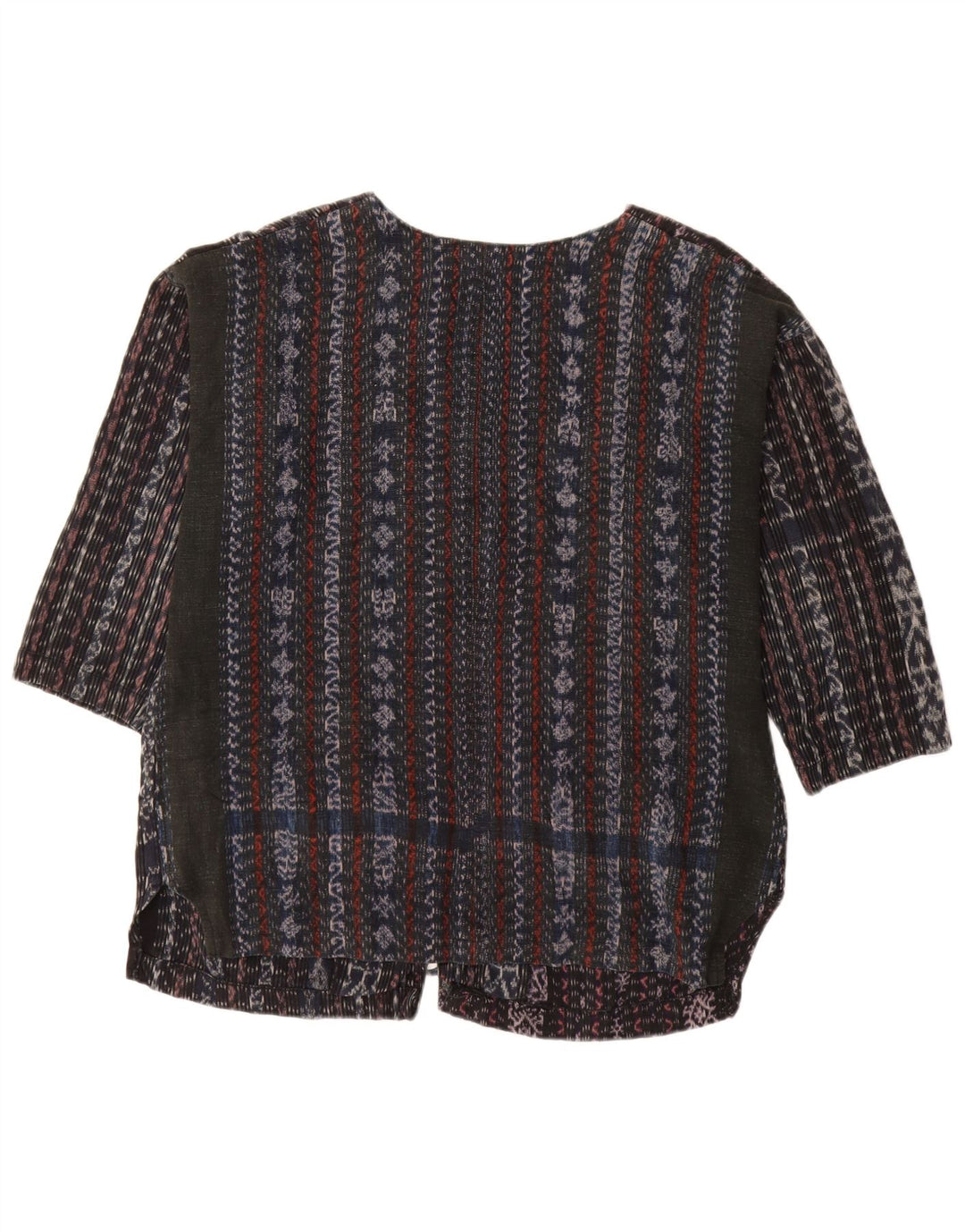 VINTAGE Femmes 3/4 Manches Chemise Blouse UK 18 XL Noir Rayé