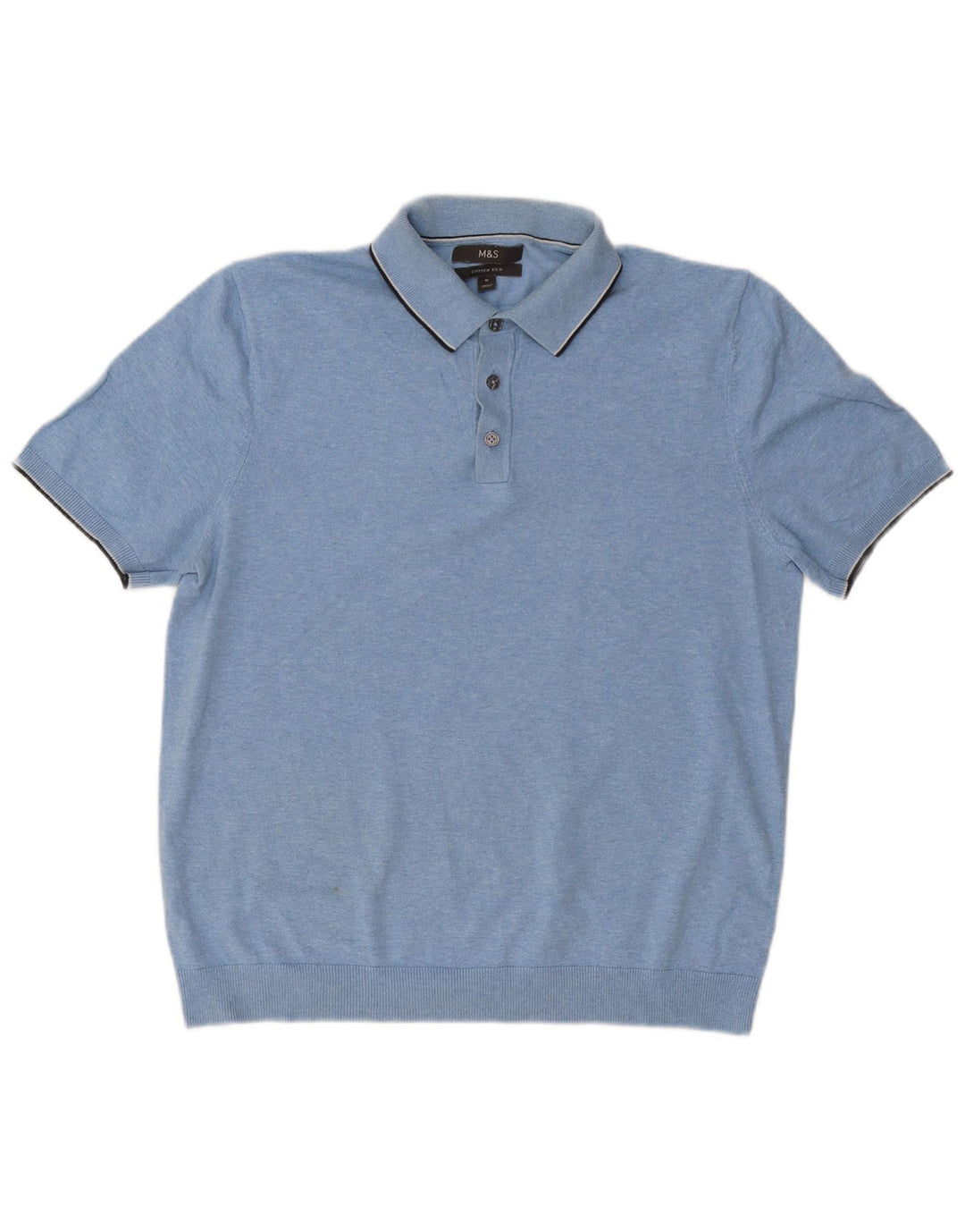 Marks & Spencer Pull à manches courtes et col polo pour homme Bleu moyen