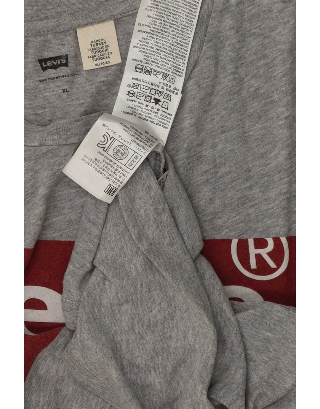 Levi's T-Shirt Graphique Top XL Homme Gris Coton