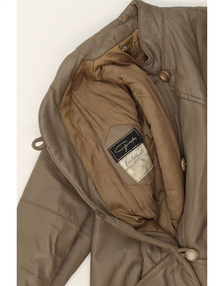 VINTAGE Womens Leather Jacket EU 38 Medium Brown Leather Vintage Vintage and Second-Hand Vintage from Messina Hembry 