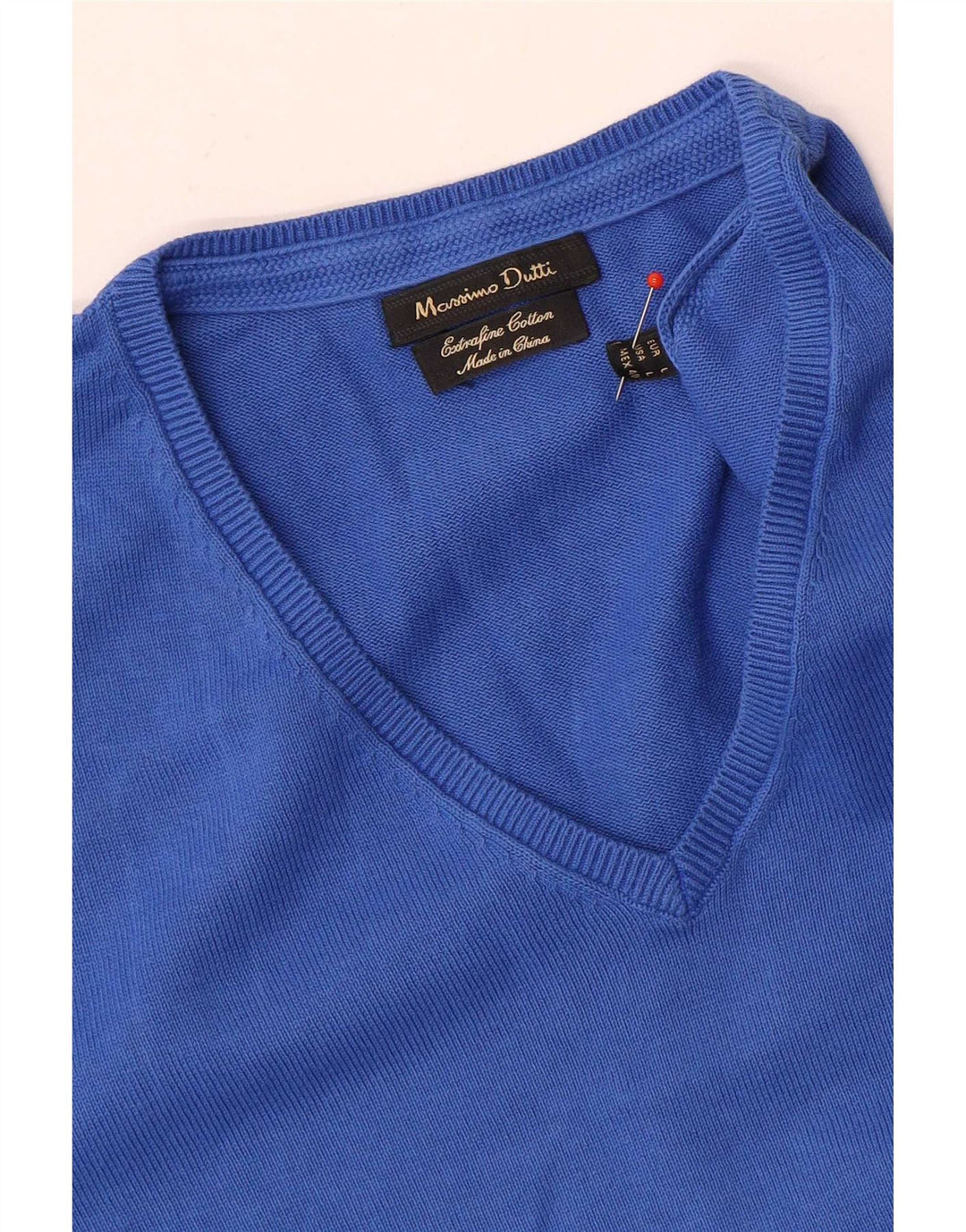 Massimo Dutti Pull col V pour homme en coton bleu Taille L