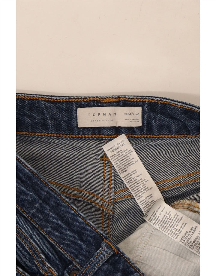 TOPSHOP Jean Slim Homme W34 L30 Bleu Coton