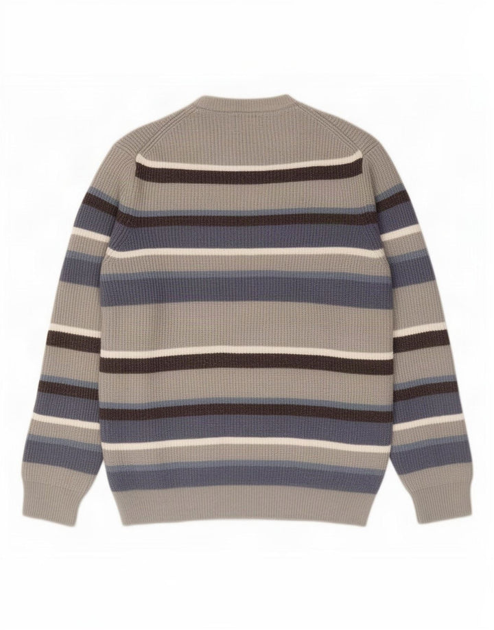 Marks & Spencer Pull à col rond pour homme en polyester à rayures grises