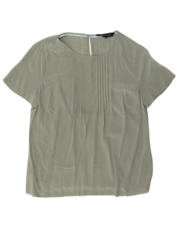 Crew Clothing Chemisier Femme Top UK 12 Soie Vert Moyen