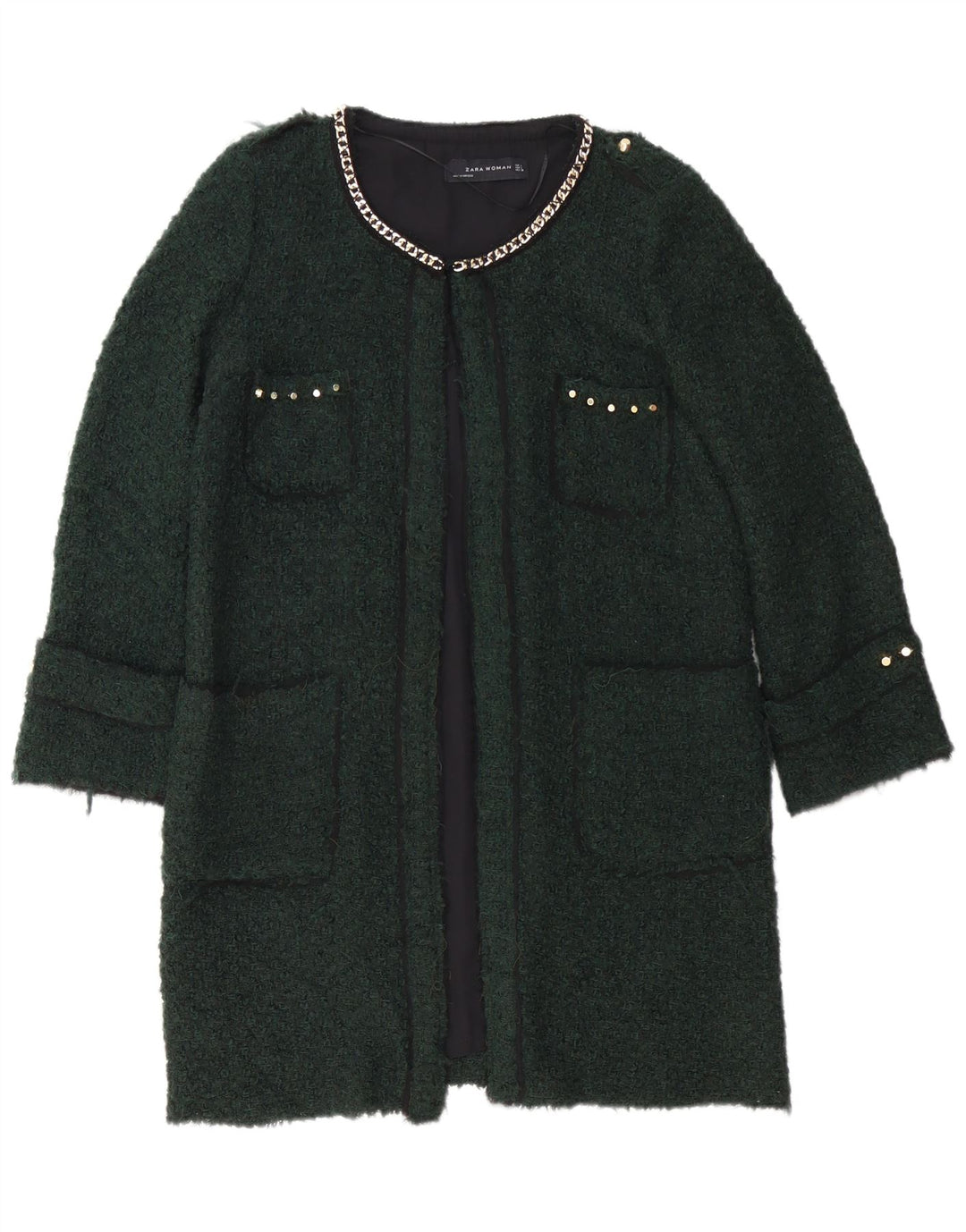 Zara Femme Pardessus UK 16 Grand Acrylique Vert