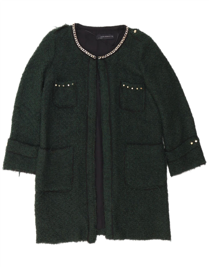 Zara Femme Pardessus UK 16 Grand Acrylique Vert