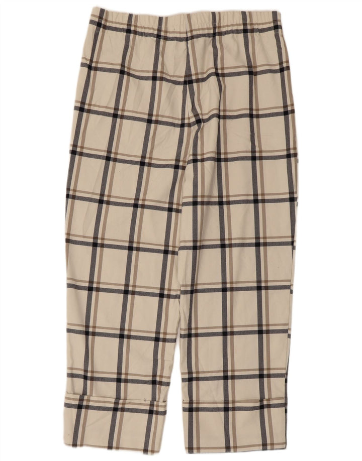 Zara Pantalon court femme XL W32 L24 Blanc à carreaux Polyester