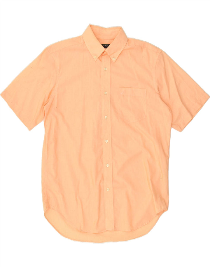 NAUTICA Mens Classic Fit Short Sleeve Shirt Medium Beige Cotton | Vintage Nautica | Thrift | Second-Hand Nautica | Used Clothing | Messina Hembry 