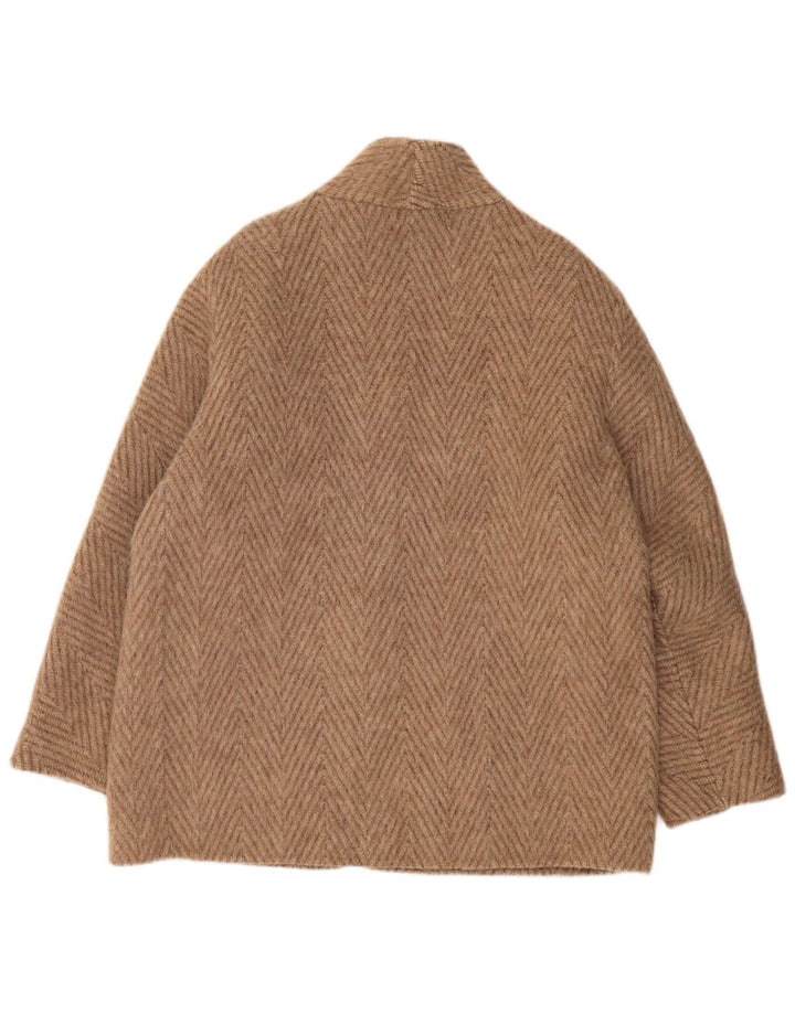 VINTAGE Manteau Femme UK 18 XL Beige Chevron