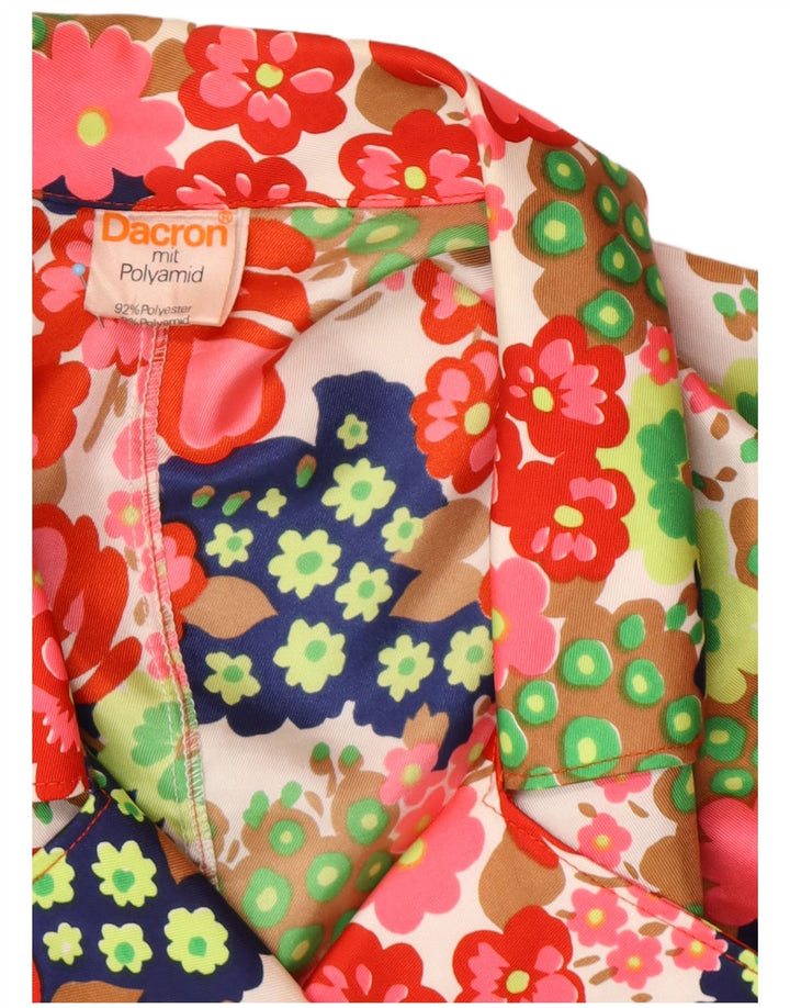 VINTAGE Veste Blazer à Manches Courtes Femme UK 12 Moyen Multicolore