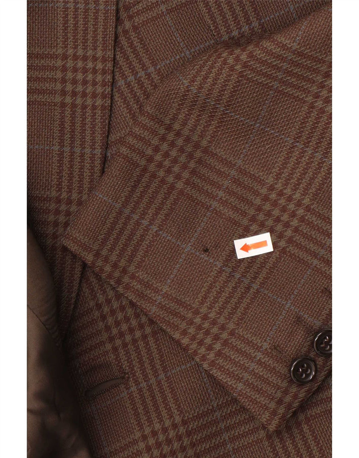 vintage Homme 2 Bouton Blazer Veste IT 50 Grande laine à carreaux marron