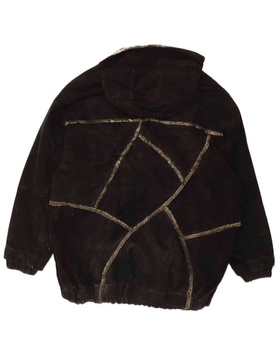 GIORGIO MOBIANI Veste à capuche en daim pour homme UK 44 2XL Cuir noir