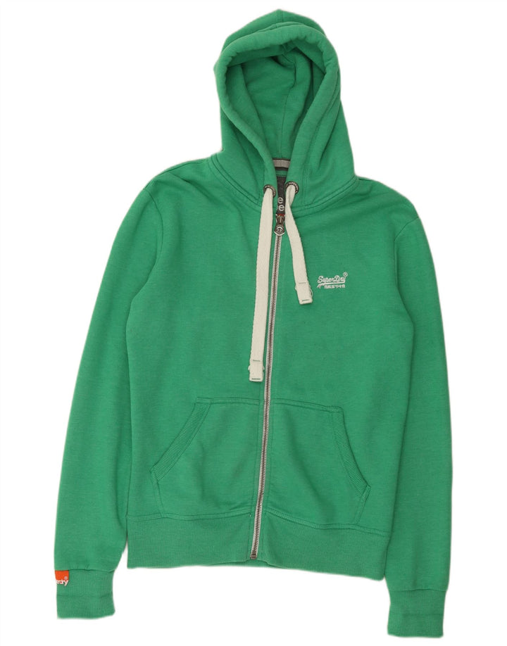 Superdry Pull à capuche zippé en coton vert moyen |