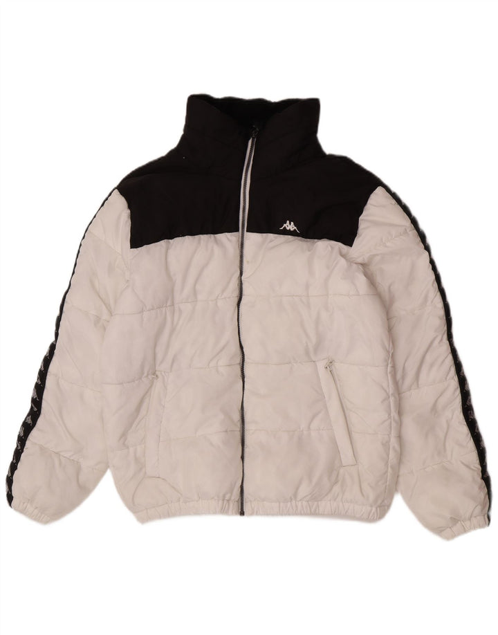 Kappa Veste matelassée pour homme UK 40 Large Blanc Colorblock Polyester