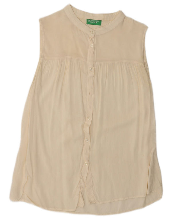 Benetton Chemisier sans manches pour femme UK 42 Medium Blanc cassé