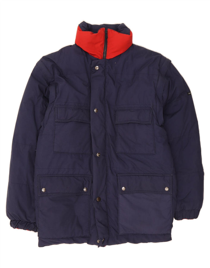 INDUSTRIAL STARTER Mens Reversible Padded Jacket UK 36 Small Navy Blue Vintage Industrial Starter and Second-Hand Industrial Starter from Messina Hembry 