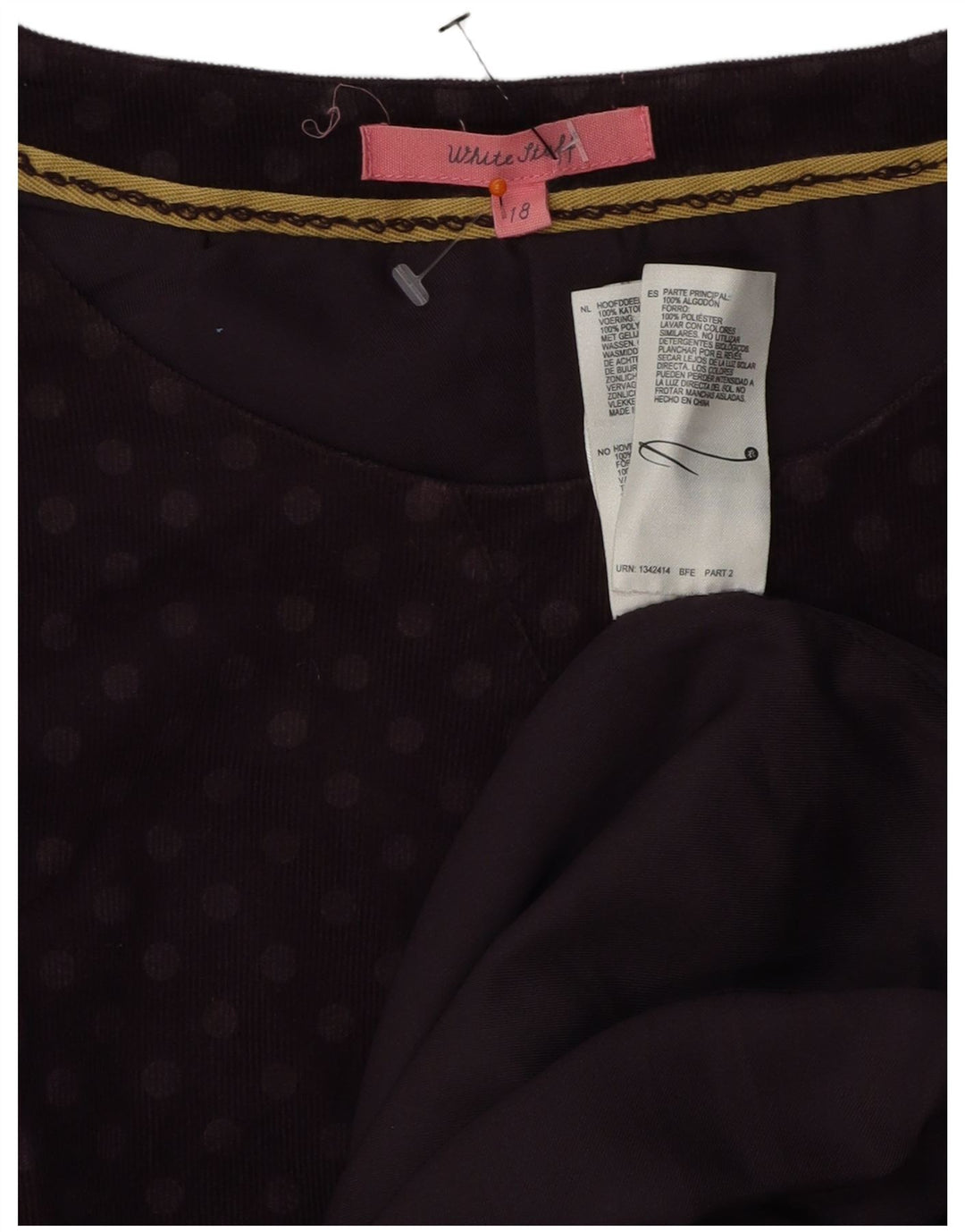 WHITE STUFF Robe fourreau sans manches pour femme UK 18 XL Violet à pois