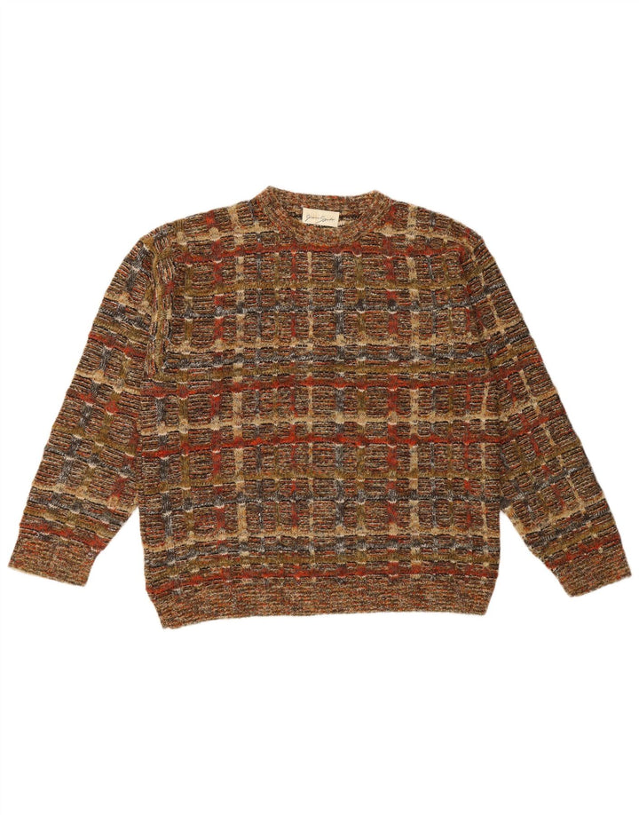 Gianni Sgarbi Pull col rond pour homme IT 48 en laine à carreaux marron moyen