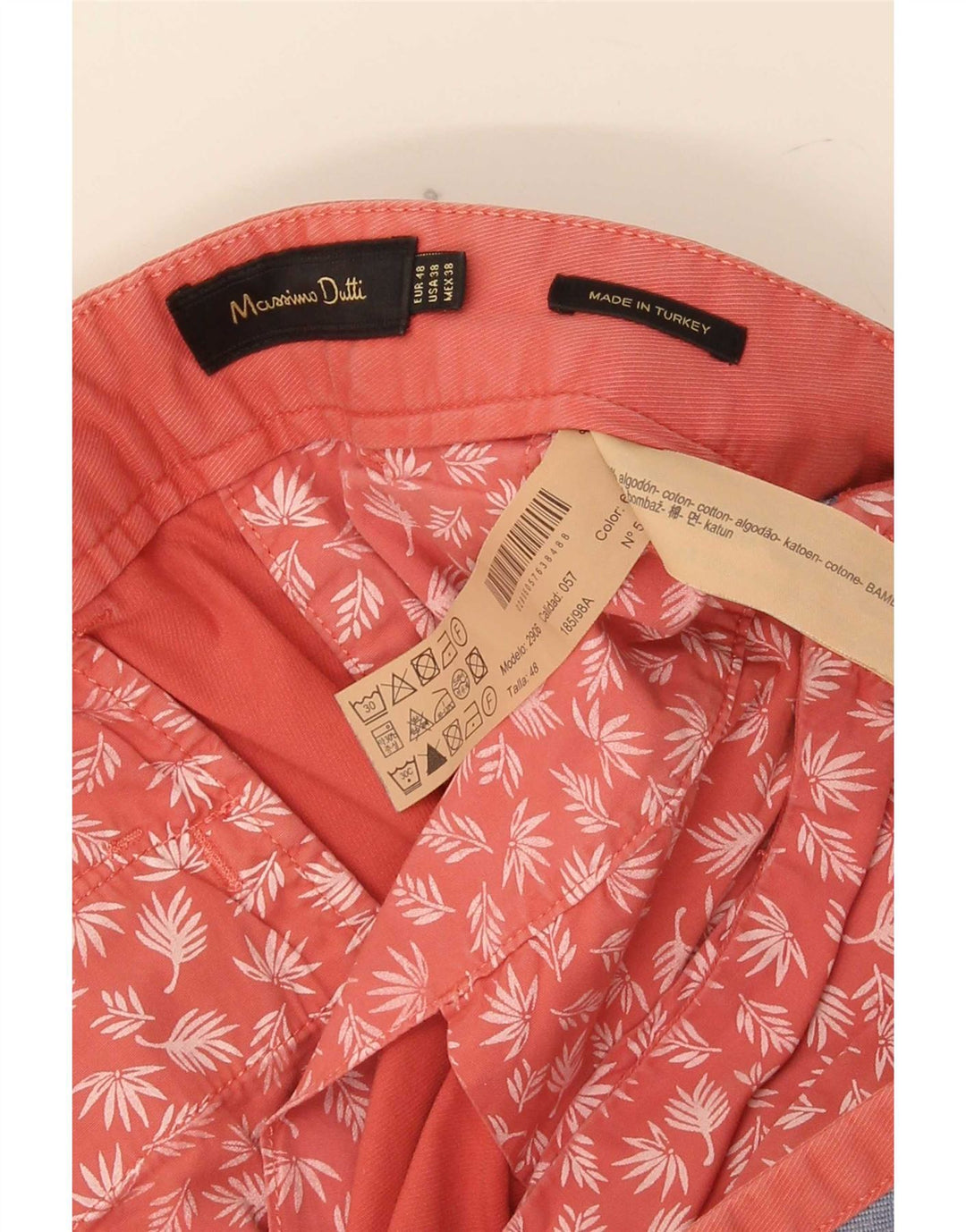 Massimo Dutti Short Chino Homme IT 48 Medium W38 Rouge Coton
