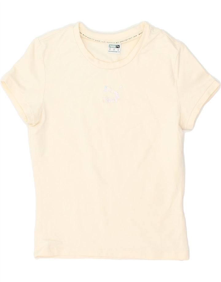 PUMA Womens T-Shirt Top UK 4 XS Off White Vintage Puma and Second-Hand Puma from Messina Hembry 