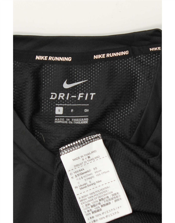 Nike Hommes Dri Fit Running T-Shirt Haut Petit Noir Rayé Polyester