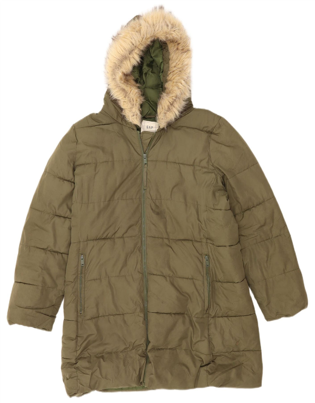 Gap Manteau rembourré à capuche pour homme UK 40 Large Kaki Polyester